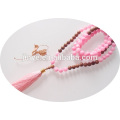 108 rosa Edelstein aus Holz Meditation Perlen Halskette Yoga Tassel Halskette Schmuck